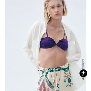 Zara Linen Blend Printed Shorts